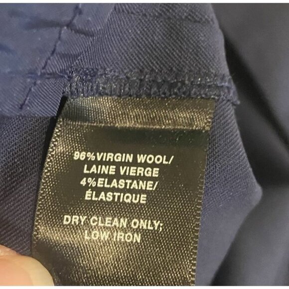 Lafayette 148 New York Stanton Pants Virgin Wool Side Zip Navy Blue 6 - Picture 4 of 4